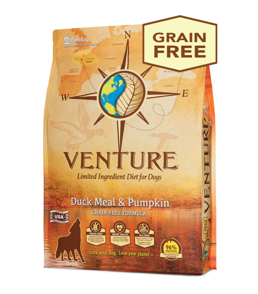 25磅 Earthborn Venture Grain Free Duck Meal & Pumpkin 無穀物鴨肉南瓜單一蛋白全犬糧, 美國製造 (到期日: 12-2023) - 需要訂貨